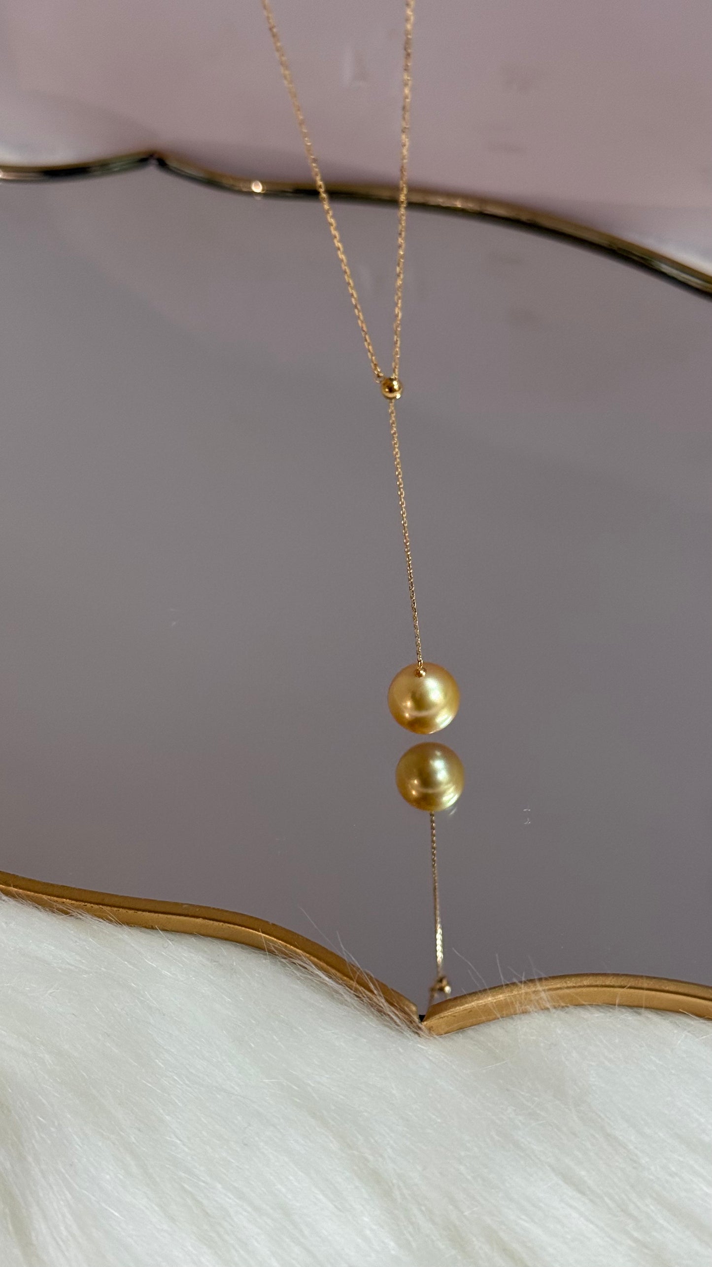 11.0mm Rich Golden South Sea Pearl Y-Necklace with 18K Gold Chain