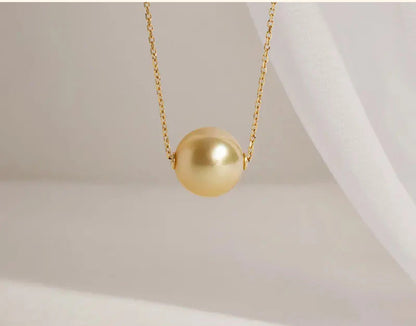 South Sea Golden Pearl 18K Gold Simple Style Design Classic Necklace