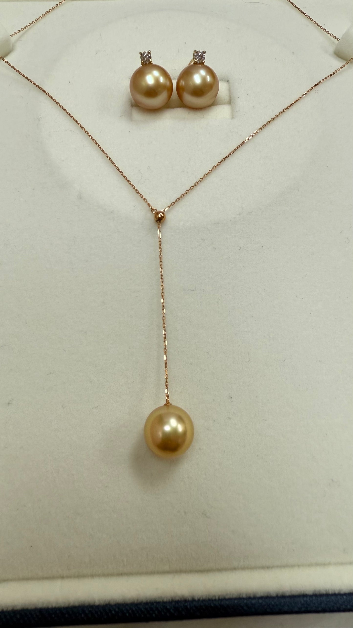 11.0mm Rich Golden South Sea Pearl Y-Necklace with 18K Gold Chain