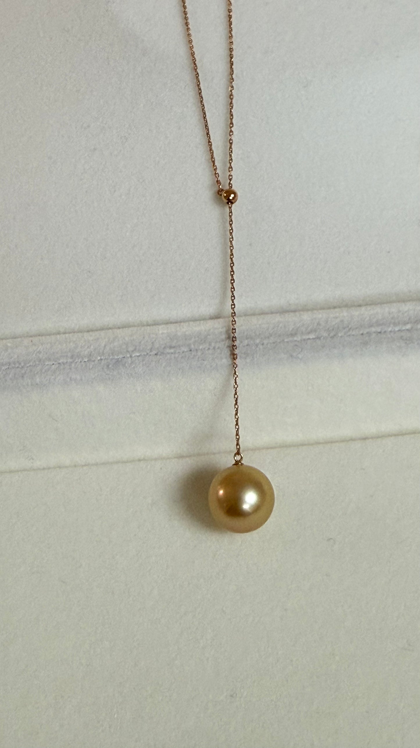 11.0mm Rich Golden South Sea Pearl Y-Necklace with 18K Gold Chain