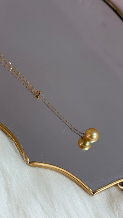 11.0mm Rich Golden South Sea Pearl Y-Necklace with 18K Gold Chain