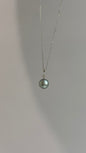 海洋蓝铂金灰11mm吊坠项链D-0.05ct、18kWG