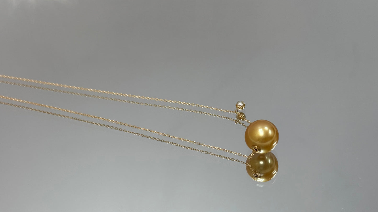 路路通项链. 南洋金珠10-11mm、D-0.05、18k