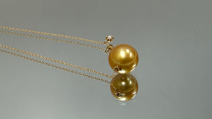 路路通项链. 南洋金珠10-11mm、D-0.05、18k