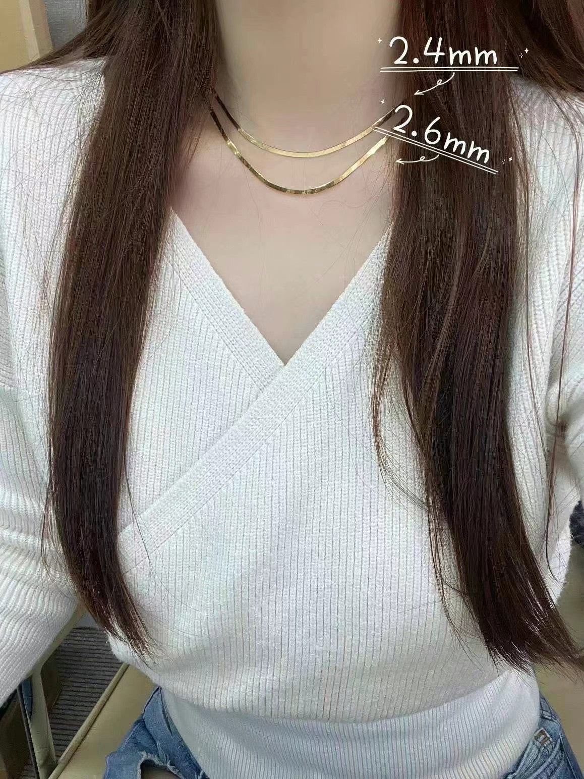 ·18K金2.46mm宽蛇骨链 40cm