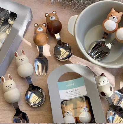 MOONWAREUSA
Japan Plumpy Cutie Animal Spoon & Fork Set(Gift Box)