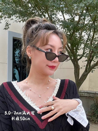 Akoya Gold Sea water Cultured Pearl Necklace 18K 满天星
