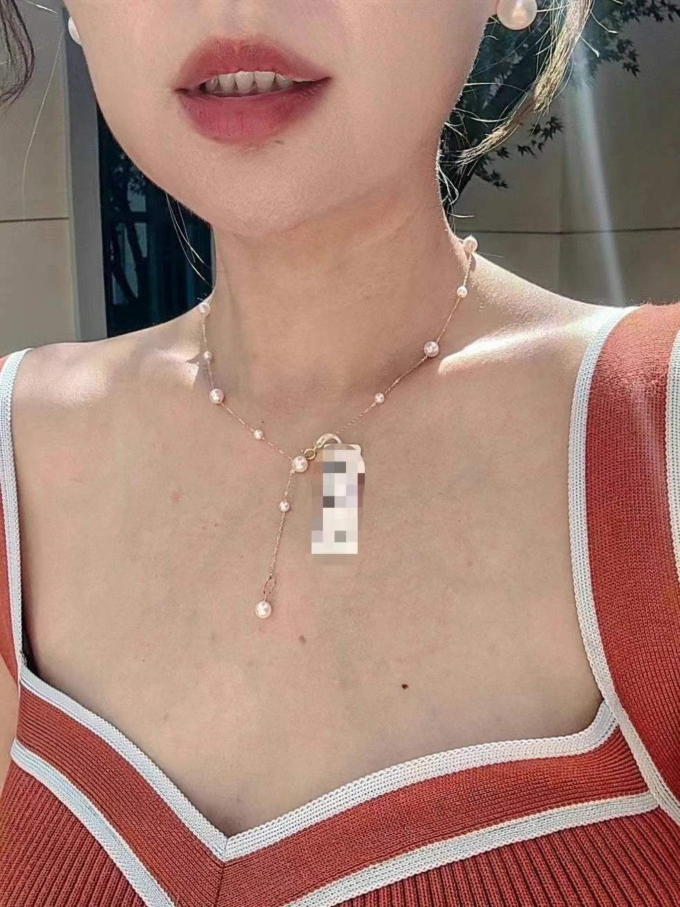Akoya Gold Seawater Cultured Pearl Necklace 18k 满天星