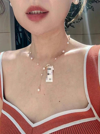 Akoya Gold Seawater Cultured Pearl Necklace 18k 满天星