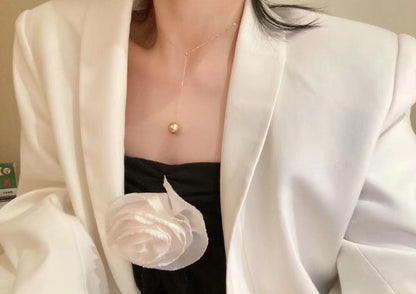11.0mm Rich Golden South Sea Pearl Y-Necklace with 18K Gold Chain