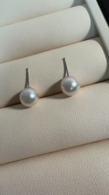 Akoya Cultured Pearl Stud Earrings in PT900 耳钉8-8.5mm