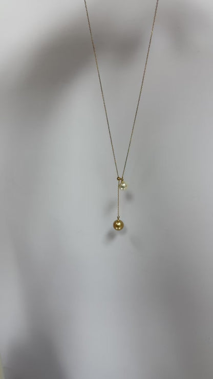 18K金肖邦链 akoya 青粉光 肉眼正圆 8-8.5mm. 浓金珠9-9.5mm .