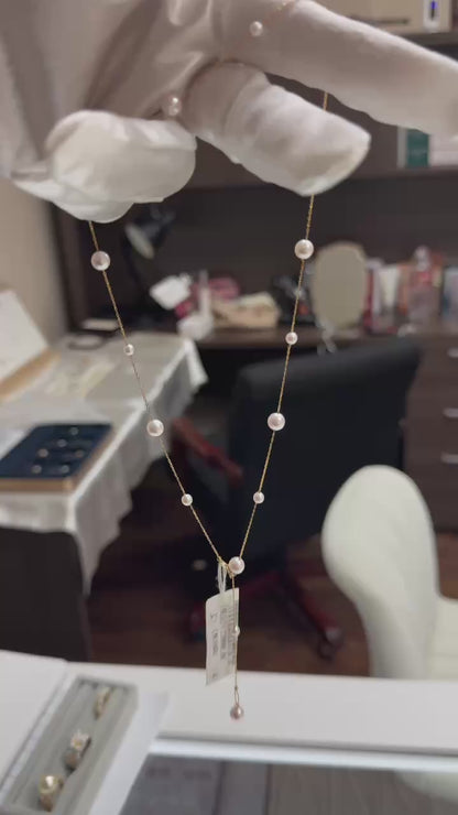 Akoya Gold Seawater Cultured Pearl Necklace 18k 满天星